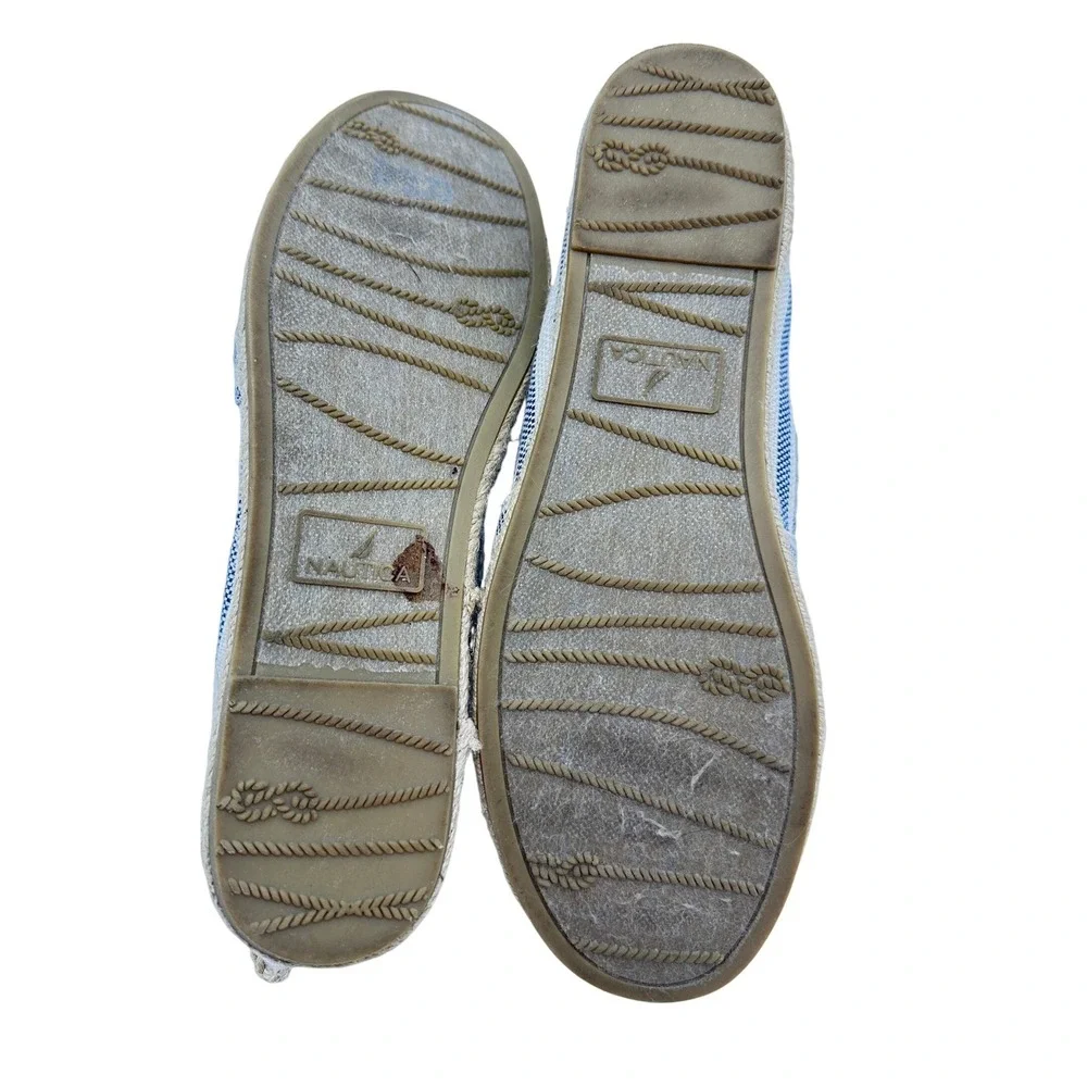 Nautica Rudder Espadrille Flats Women Size 8 Navy White Striped Nautical Slip On